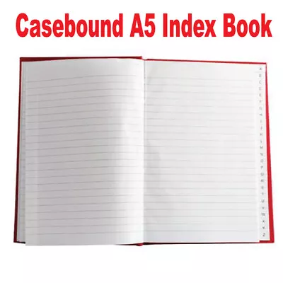 A5 A-Z INDEXED HARD BACK MANUSCRIPT BOOK (RED) - Choice Quantity FREE DELIVERY   • £69.99