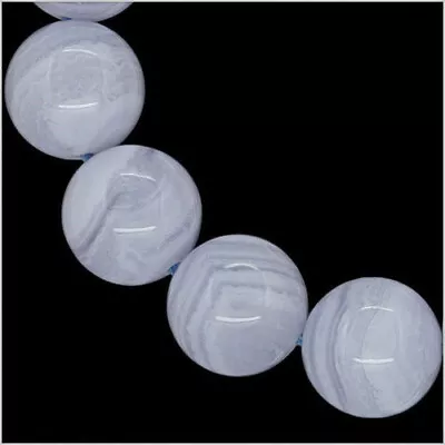 16 Blue Chalcedony / Blue Lace Agate Round Beads 12mm Grade A #59074 • $29.99