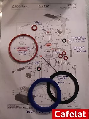 Gaggia Classic 10x O Ring + Cafelat Silicone Group Gasket Full Repair Kit Baby • £10.49