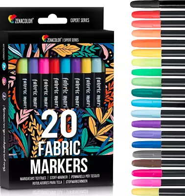 20 Fabric Pens Permanent For Clothes T Shirt Fabric Bag Craft Paint Pens • £9.19