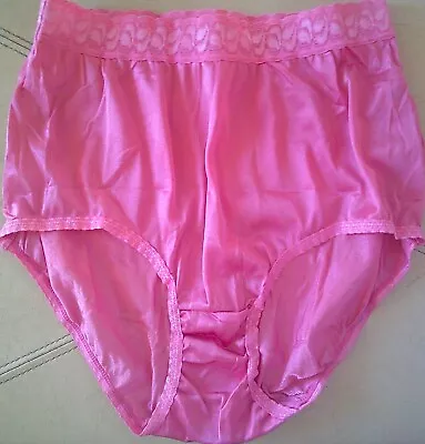 Vintage K~mart Pink Flamingo Nylon &lace Full Cut Sissy Panty 9 • $7.99