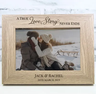 £14.99 • Buy Personalised Wedding Photo Frame Anniversary Engagement Wooden Frame True Love