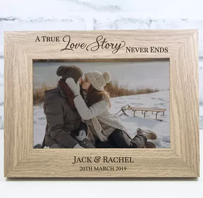 £12.99 • Buy Personalised Wedding Photo Frame Anniversary Engagement Wooden Frame True Love
