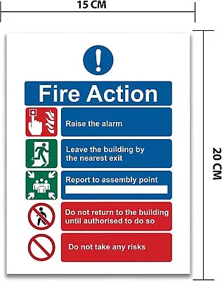 £12.49 • Buy Acrylic/Plastic Fire Action Notice Sign- 15 X 20 Cm Ideal Sized Fire Safety Sign