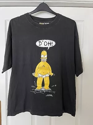 Vintage Homer Simpson D'Oh Graphic T-Shirt Simpsons Cartoon TV 90s Black • £22.99