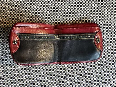 The Original TAXI Wallet Slim Red Distressed Leather Coin Pouch Bill &Card Slot • $19