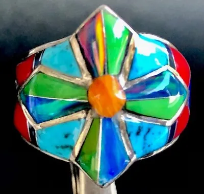 Regal Old Maltese Knights Templar CROSS Black Opal Ring 6.25 Turquoise SEE VIDEO • $159