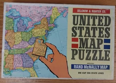 Vintage United States Map Puzzle Selchow & Righter Co. Rand McNally • $9.99