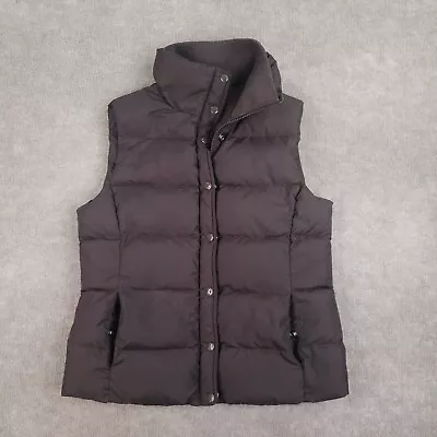 J Crew Down Puffer Vest Womens Medium Brown Full Zip Pockets Snap Z • $14