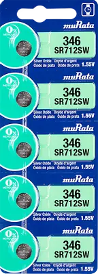 Murata 346 (SR712SW) Silver Oxide Watch Battery (5 Count) - Replaces Sony 346 • $5.96