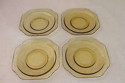 Federal Glass Madrid Amber Yellow Depression 5 3/4  Plates Set Of 4 • $20