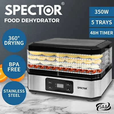 Food Dehydrators Stainless Steel 5 Tray Beef Jerky Maker Fruit Pet Food Dryer • $69.99