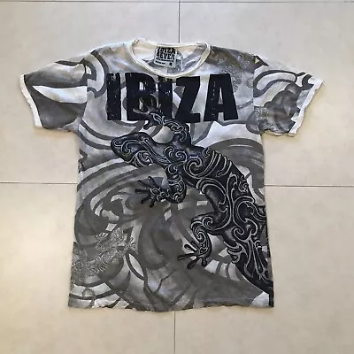 Ibiza Lizard Mens M All Over Print T Shirt Black & White Short Sleeve • $14.95