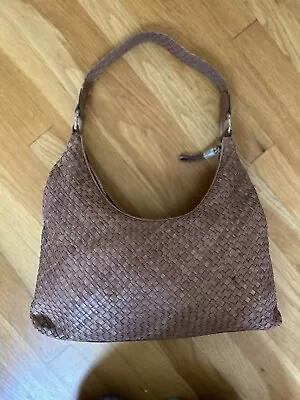 Elliott Lucca Light Brown Hobo Purse Woven Leather Vintage Gorgeous Bag • $49