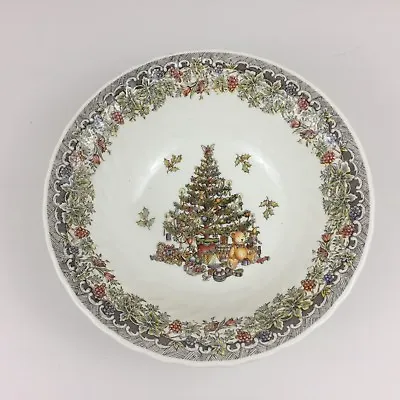 Christmas Queen’s Myott Season's Greetings Factory Design Vegetable Bowl 9  • $18.71