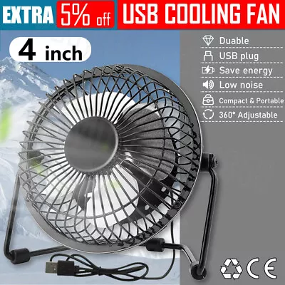 $10.95 • Buy 4‘’ Portable Mini USB Small Cooling Quiet Fan Desk Table Desktop Cooler 360° AU