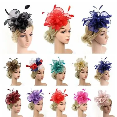 £5.54 • Buy Hat Wedding Fascinator Hats Headwear Feather Flower Headband Cocktail Tea Party