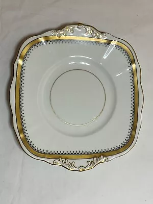 T F & S Ltd Phoenix Ware Square China Cake Plate Black And Gold Border Design • £5