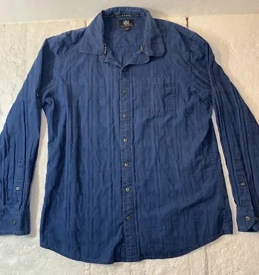 Rock & Republic Blue  Long Sleeve Shirt Mens XL Two Pockets Roll Up Sleeves • $13.99