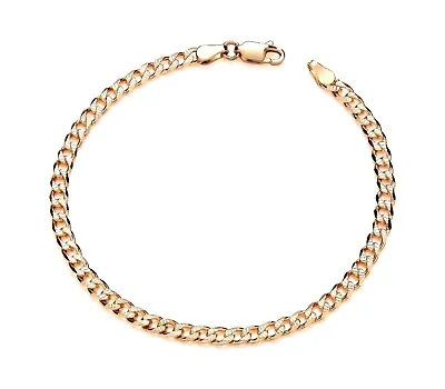 9ct Yellow Gold On Silver Ladies Curb Bracelet - 7.5 Inch • £14.95