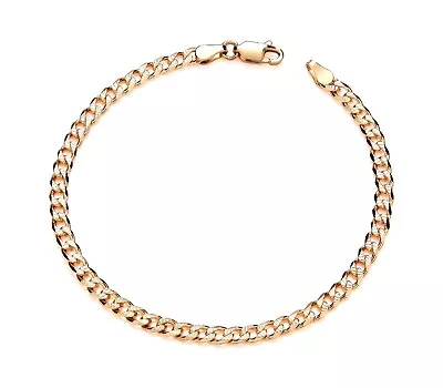 9ct Yellow Gold On Silver Ladies Curb Bracelet - 7.5 Inch • £14.95