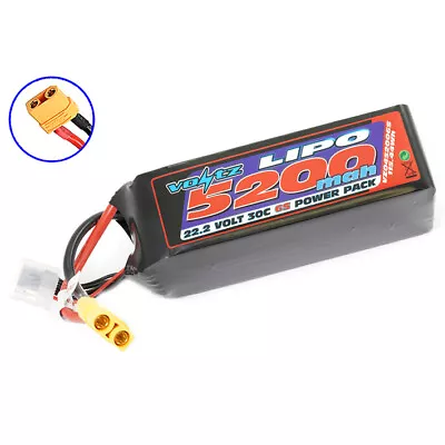 Voltz 5200mAh 6S 22.2V 30C LiPo RC Battery W/XT90 Connector Plug • £89.99