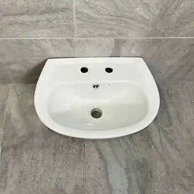 Stafford Wall Hung 455mm Basin 2 Tap Hole Ceramic Cloakroom • £29.99