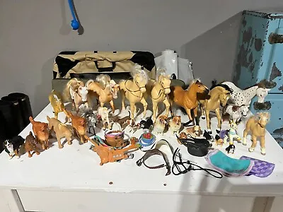 Lot Of 13 Vintage Toy Horses ~  Vintage Toy Dogs ~ Accessories • $95