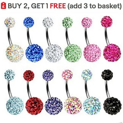 £2.39 • Buy Belly Bars Navel Button Rings Dangly Drop CZ Gem Body Piercing Jewellery