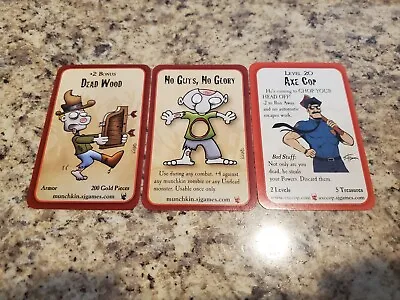 Lot Of 3 Promo Cards For Munchkin Zombies - Axe Cop Dead Wood No Guts No Glory • $20