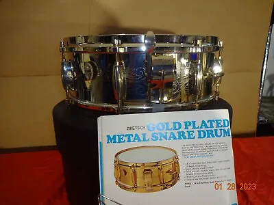Vintage Rare 1969 Gretsch Drum Set Snare Drum 24 K Gold Plated Round Badge 4160g • $4990