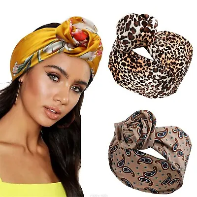 Women 70 80' Retro Vintage Boho Bohemian Bow Scarf Hair Head Band Tie Up Bandana • $9.99