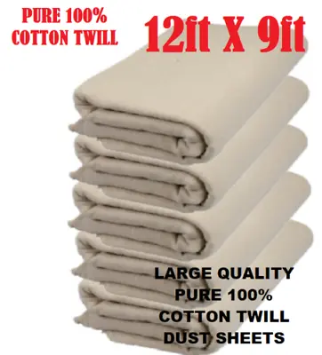 Cotton Twill Dust Sheets Various Sizes DIY Builder Decorating Cover 9ft X 12ft • £116.41