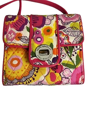 Vera Bradley  Clementine  Pink Floral Pattern Mini Turn Lock Crossbody Purse/bag • $11.99