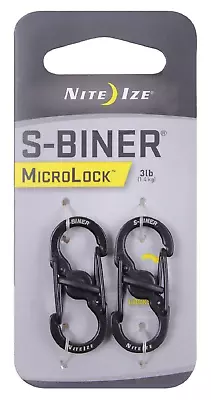 Nite-ize S-Biner Micro Lock -  S  Style Black Mini Carabiner 2-Pack W Twist Lock • $8.99