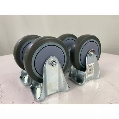 Lot Of Four Everbilt 5 In. Gray Rubber Like TPR And Steel Rigid Plate Caster Wit • $14.97