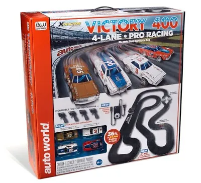 Auto World 36' Victory 400 4 Lane HO Slot Car Set - SRS345 • $369.99
