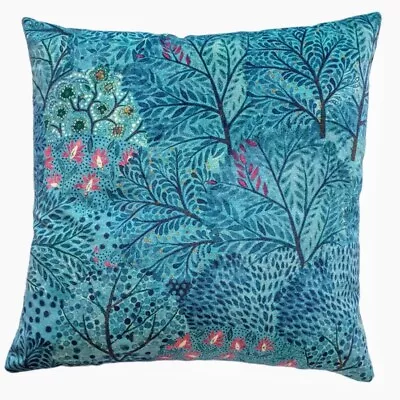 Liberty London Cushion Cover In Blue Velvet Nesfield 'Ray' Design  • £49.50