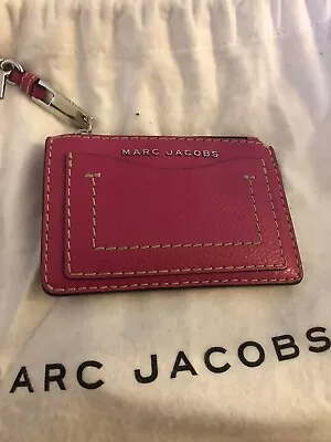 $69.99 • Buy Marc Jacobs Hot Pink Solver Key Leather Multi Logo Zip Wallet Coin Card