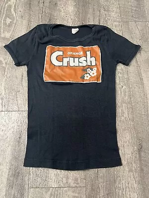 Vintage Orange Crush Shirt Womens XS Baby Tee Crop Stretch True VTG 1980s Soda • $25