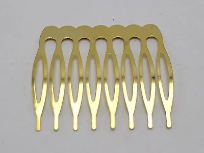 10 Gold Blank Metal Hair Comb 42mm With 8 Teeth For Bridal Hair Accessories DIY • £2.64