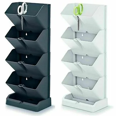 Garden Flower Pots Standing Vertical Modular Mini Cascade Anthracite/White • £13.72