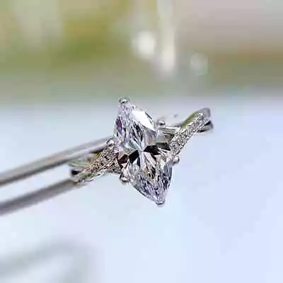 2.5ct Marquise Cut VVS1 Moissanite Wedding Engagement Ring 14K White Gold Plated • $139.20