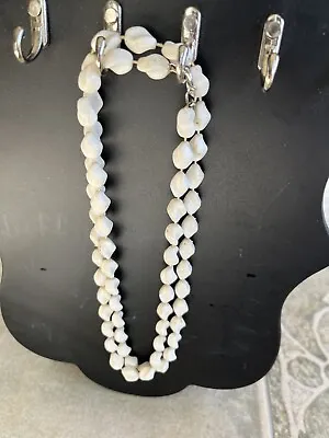 Vintage Sarah Coventry Necklace White 36” Twisted  Beaded Necklace Classic Core • $8