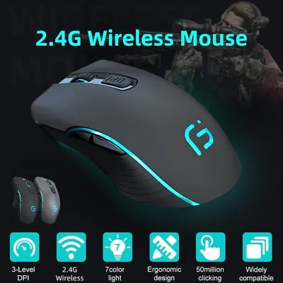 $19.79 • Buy Wireless Bluetooth Mouse Rechargeable 2400 DPI Silent Ergonomic For Laptop PC OS