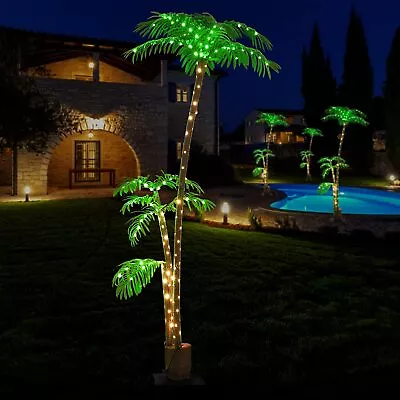 6FT Artificial Lighted Palm Tree Light Up Tree For Outside Patio Bar Indoor • $48.99