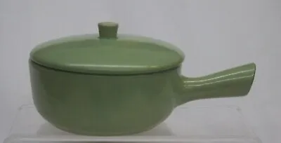 Vintage La Solana Solanaware Pottery Handled Bean Bowl Lid Green Casserole Pot • $26.98