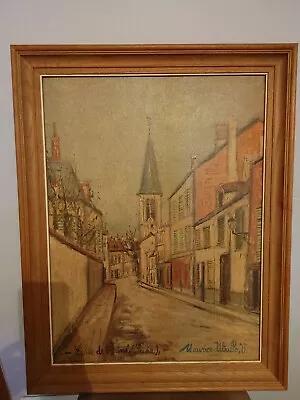 Maurice Utrillo Eglise De Strins Hardboard Lithograph Wood Back 27x14 • $193.60