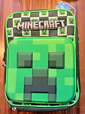 Minecraft Creeper Kids BPA Free Insulated Lunch Tote Box Bag Bottle Pocket NEW • $13.99