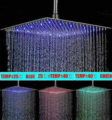 8 10 12 16  Shower Head Square Rainfall Ultra Thin High Pressure Shower Faucet • $34.99